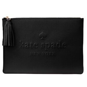 Kate Spade New York LARCHMONT AVENUE LOGO GIA CLUTCH black pebbled leather